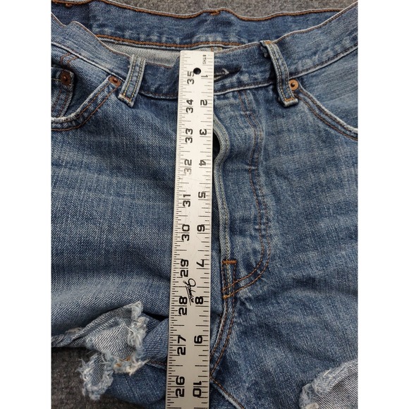 Levis 501 Shorts Womens 30‎ Blue Button Fly Cut Off Raw hem Grunge 3" inseam - Picture 9 of 13